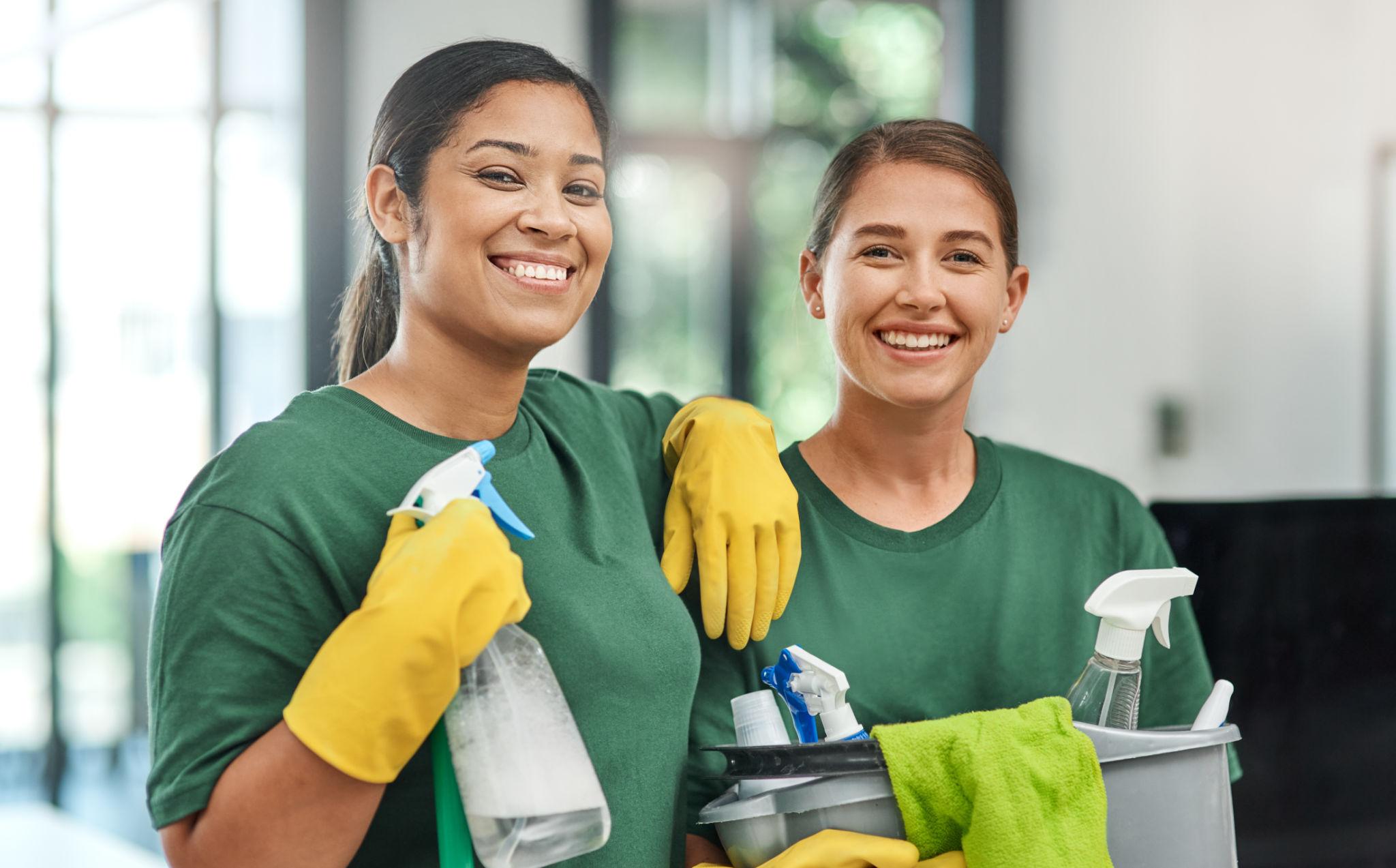 Professional cleaning team at work